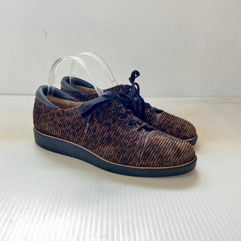 Beautifeel Jane Sneakers Black Brown Leopard Print Suede Womens EU 41 US 10
